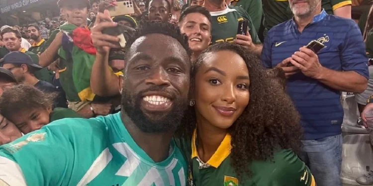 In pictures: Siya Kolisi and F1 presenter Naomi Schiff vibe in France