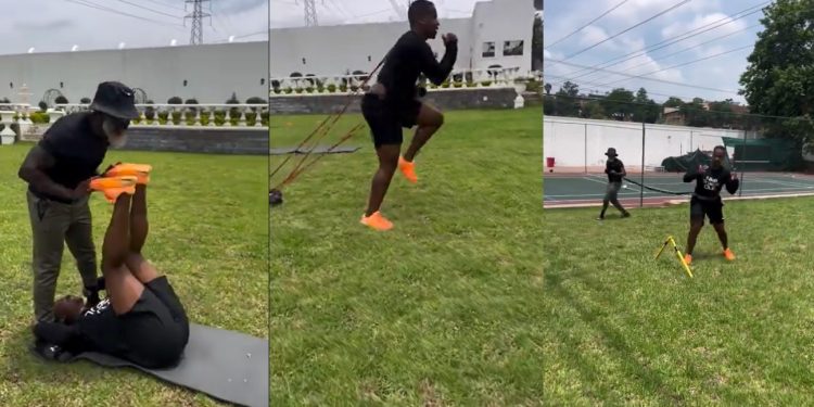 Andile Mpisane during training