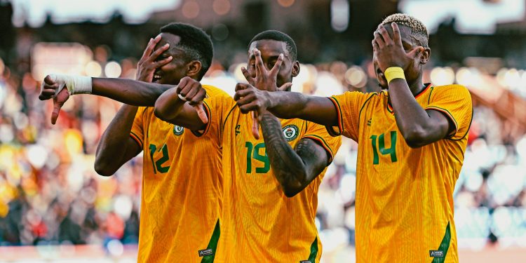 Zimbabwean players celebrate equaliser